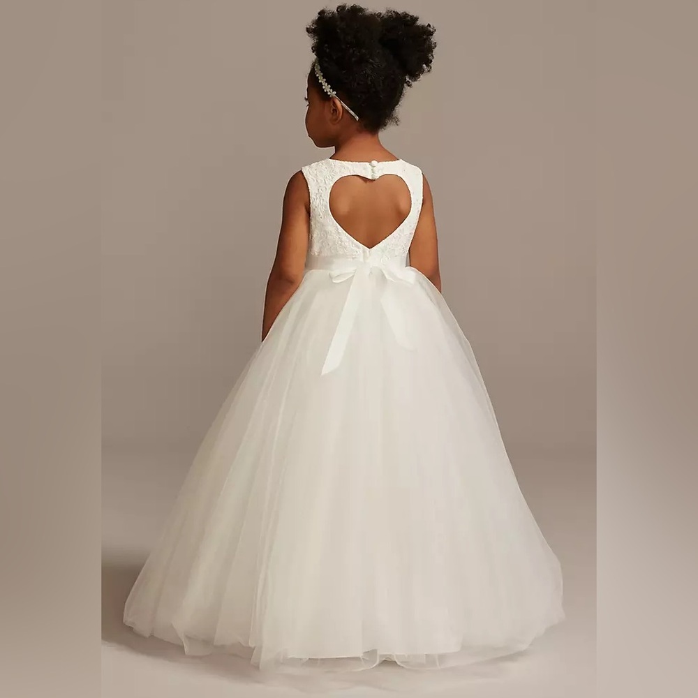 David's Bridal Ball Gown Flower girl dress with heart cutout